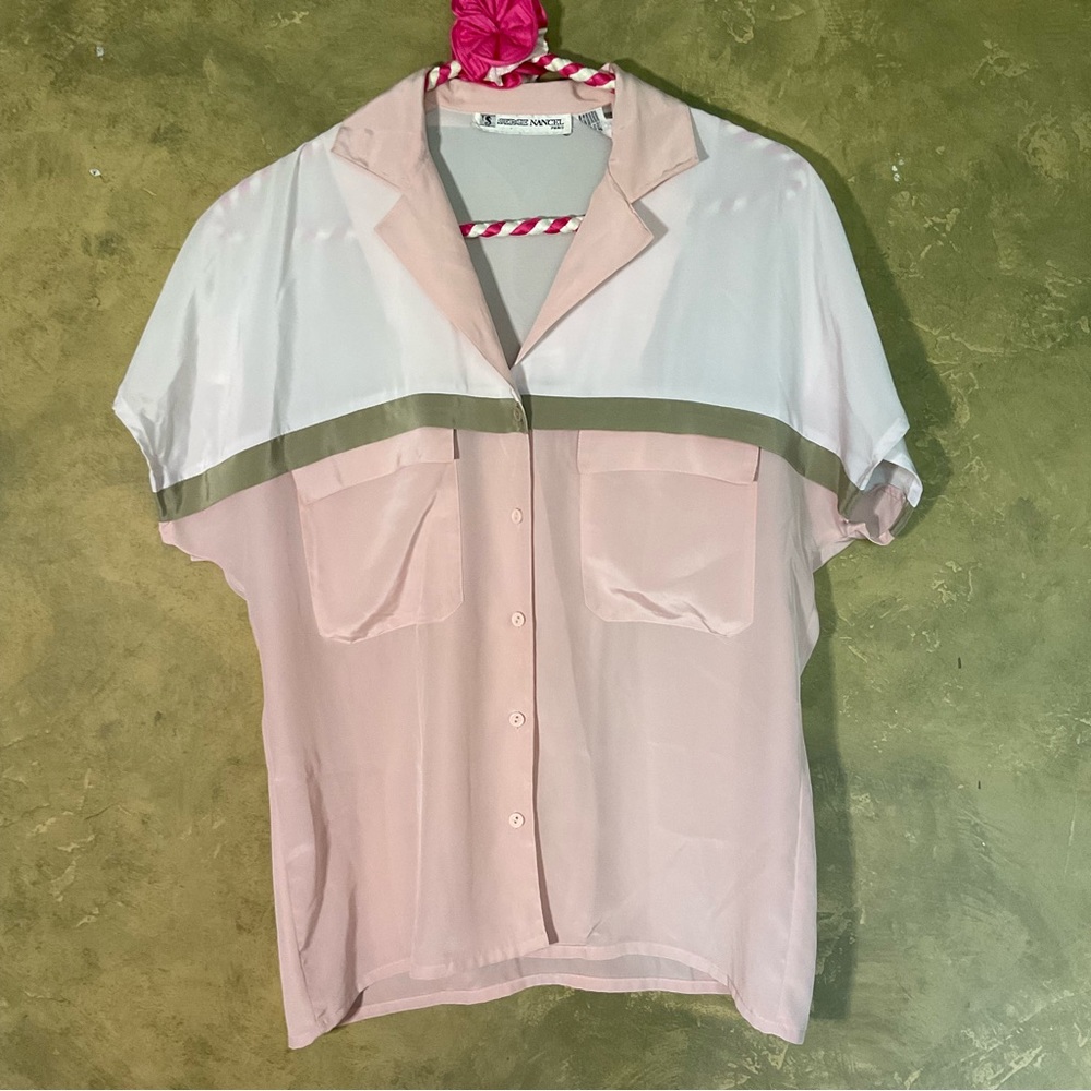 Vintage Serge Nancel Paris Pastel Stripe Dolman Sleeve Top 80s France Medium